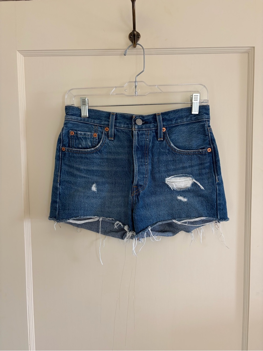 Women's Distressed Denim Shorts - Blue